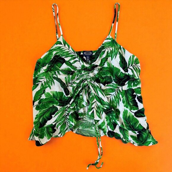 SCOOP NYC Palm Leaf Tropical Print Ruched Tank Top Size XXL - Picture 1 of 6